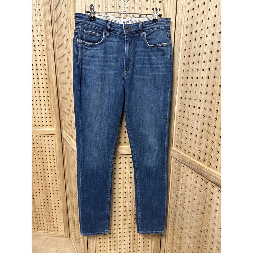 Paige Straight High Rise Jeans Womens 27 Medium Wash Indigo Made in USA